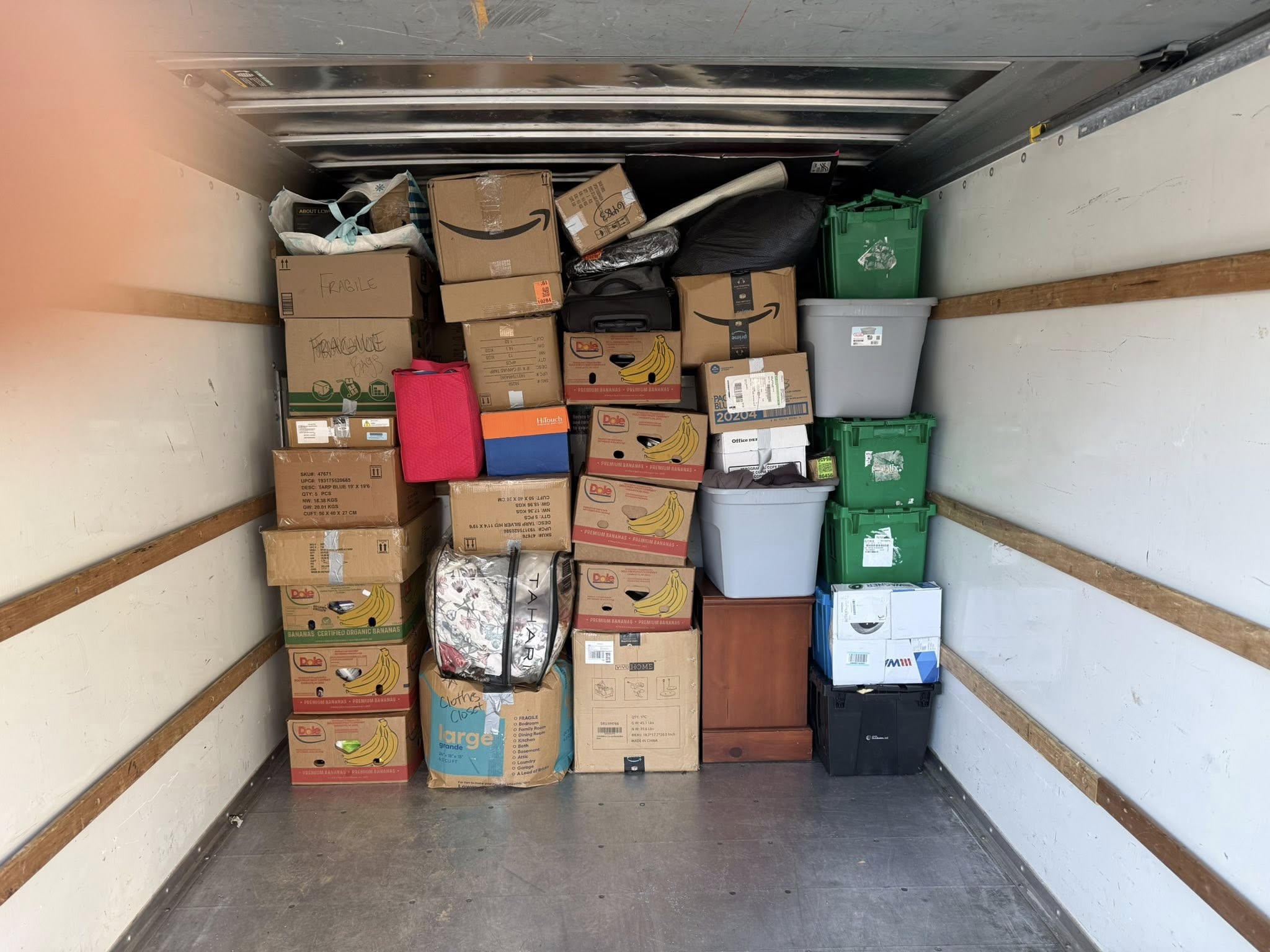 Boxes Stacked Neatly In The Truck