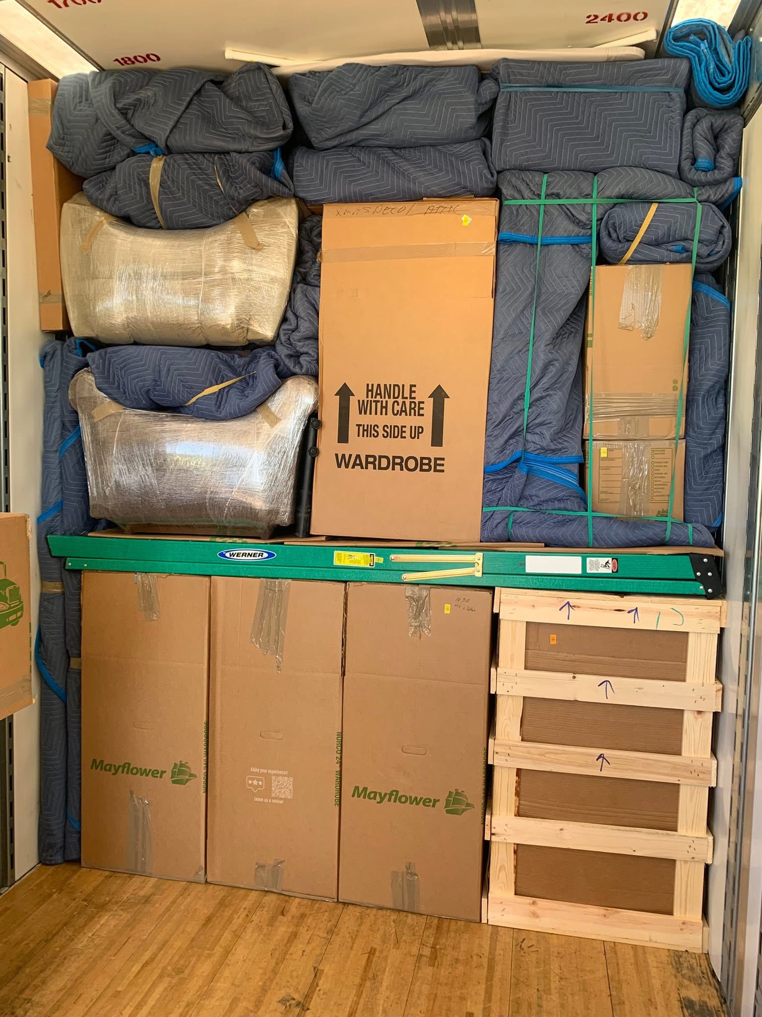 Items stacked neatly in the Truck